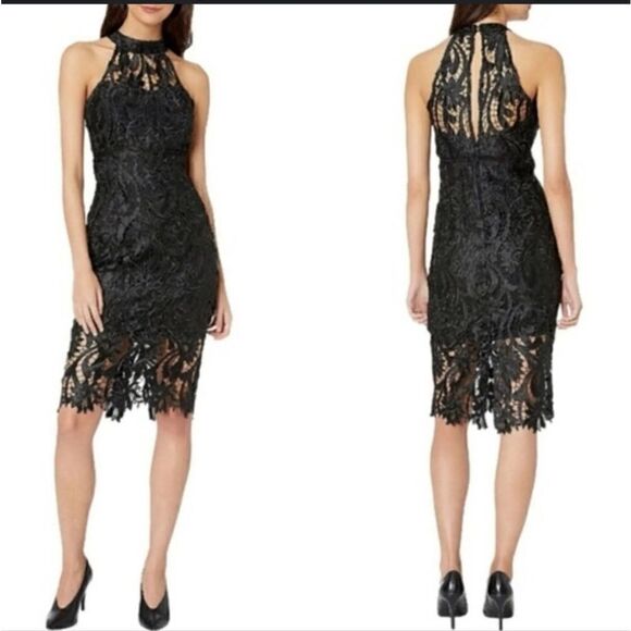 Bardot Isa Crochet Lace Sheath Cocktail Dress Black Size US 10/L - Picture 5 of 12